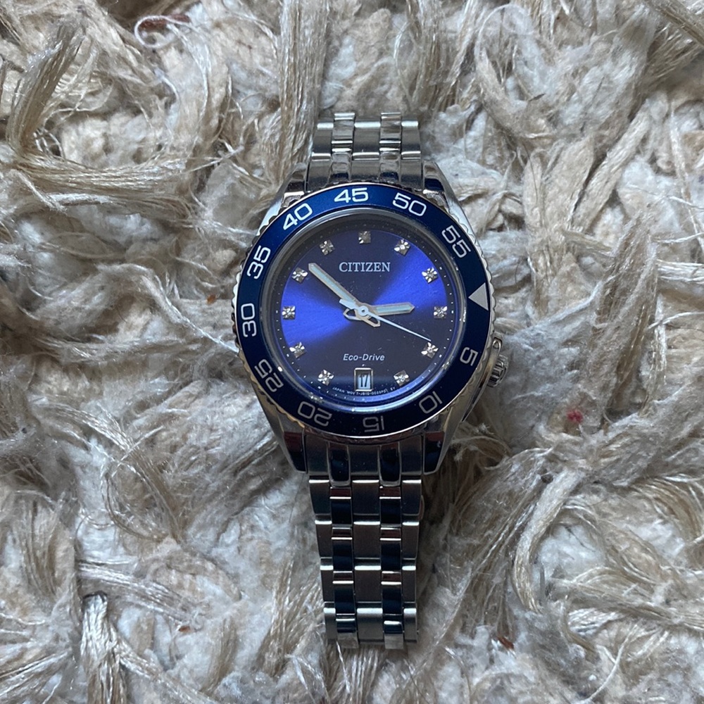 Citizen Blue Dial and Diamond ladies Carson watch